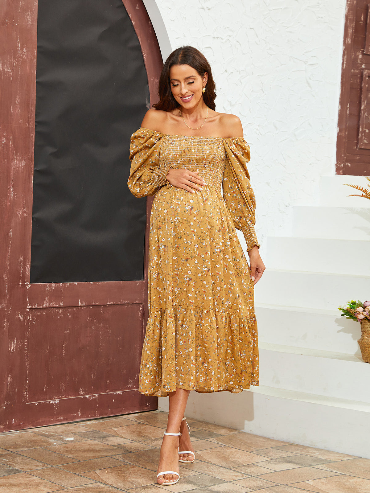 Spring Summer Chiffon Dress Fresh Small Floral Bell Sleeve