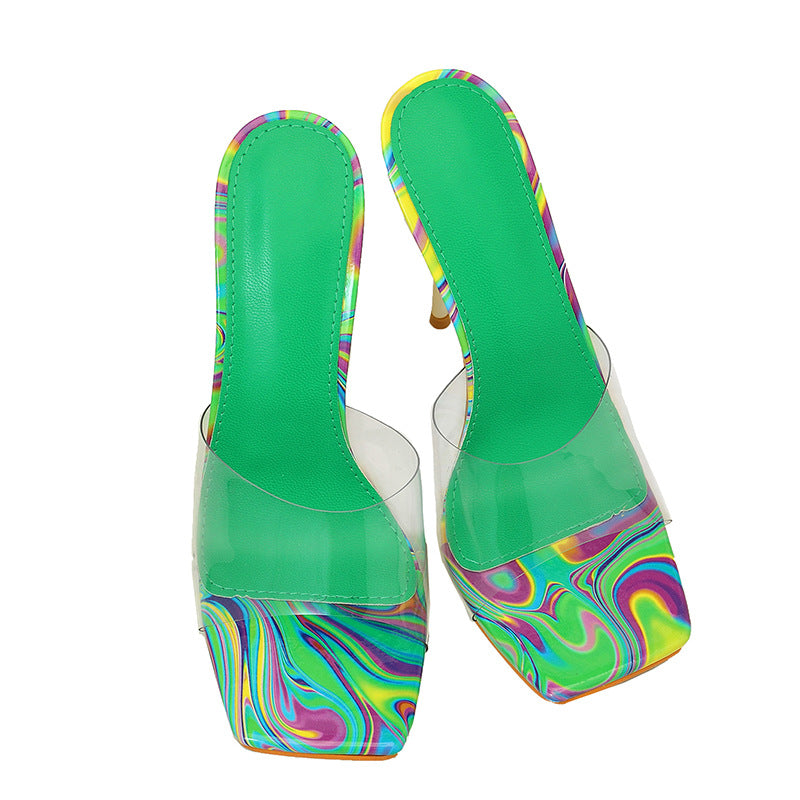 Women's Rhinestone Diamond High-Heel Slippers