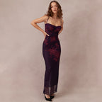 Printing Slip Dress Slim Fit Backless Sheath Fishtail