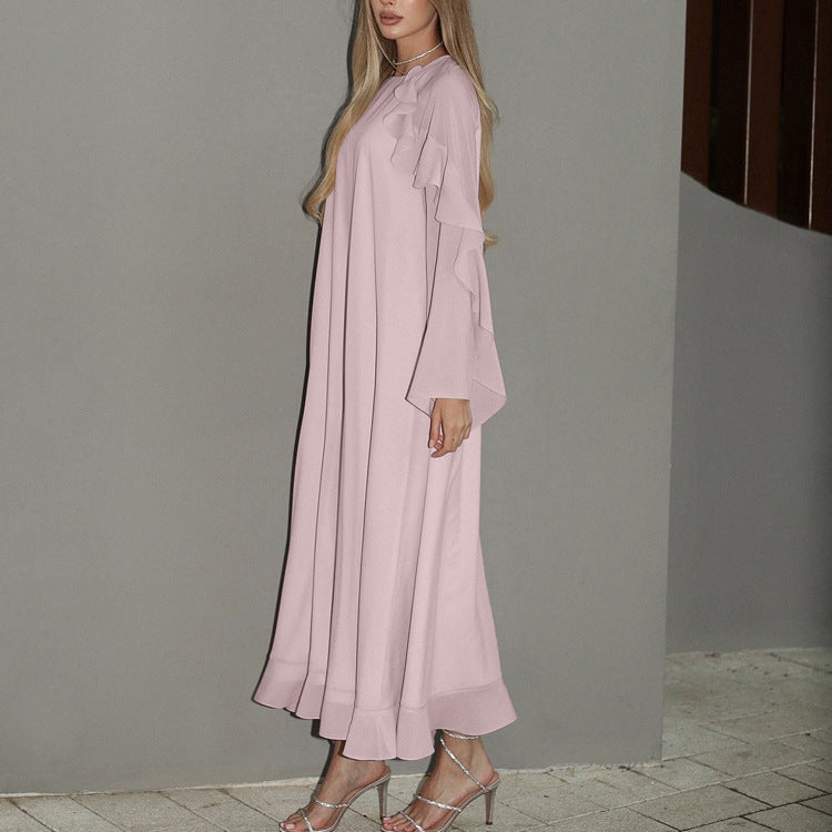 Ruffled Tied Long Sleeve Dress High Grade