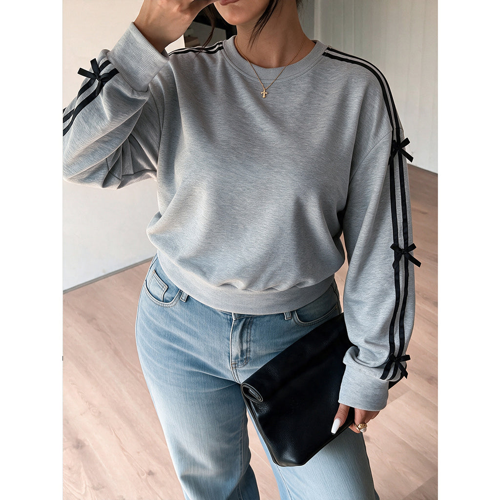 Women's Striped Bow-Detail Pullover Top