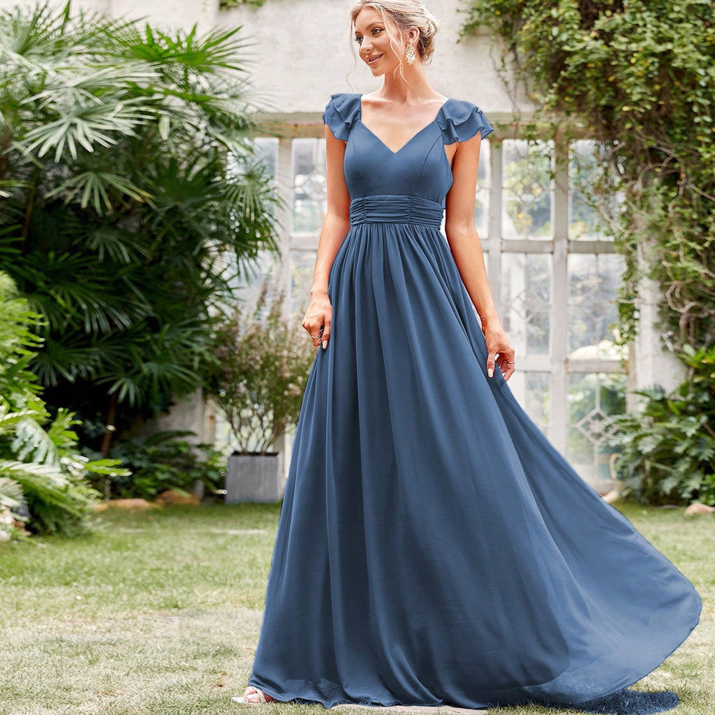 Women's Chiffon V-Neck Evening Dress
