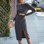 Women's Elegant Slim-Fit Office Midi Dress