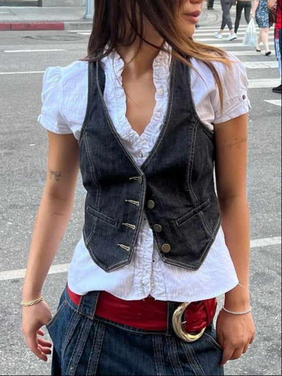 Slim Denim Vest