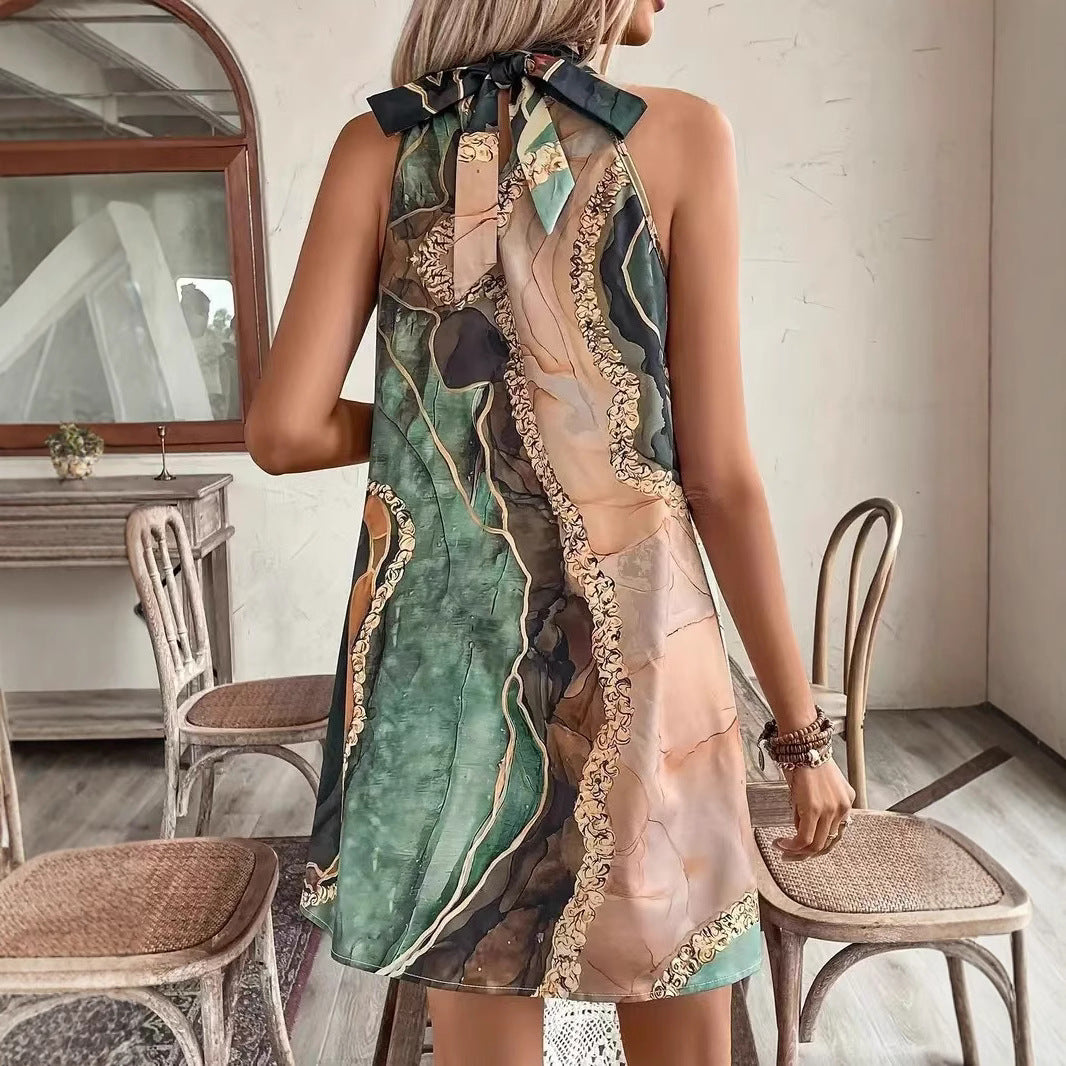 Spring Striped Printed Mini Dress