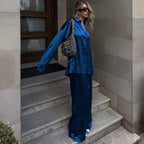 Lace-Up Shirt & Mop Trousers Set