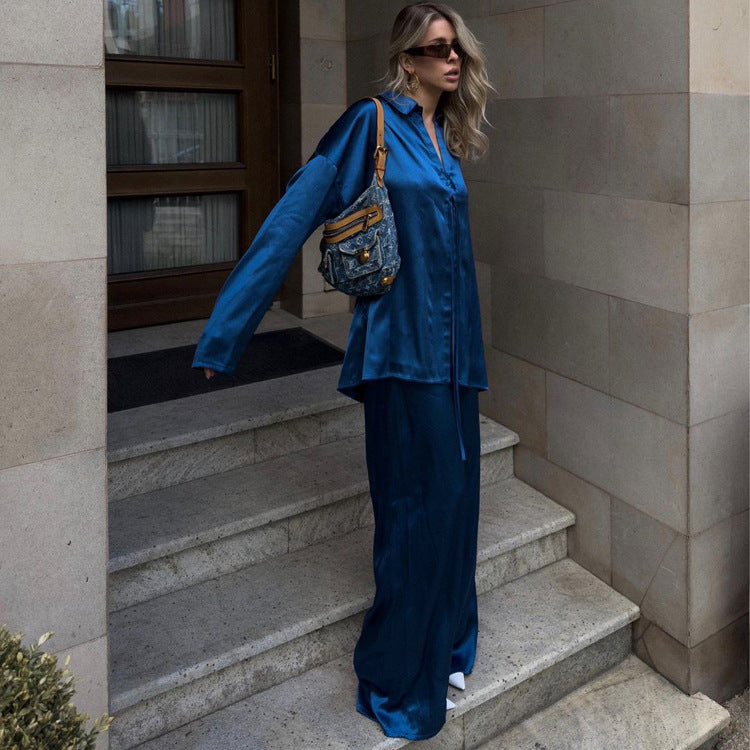 Lace-Up Shirt & Mop Trousers Set