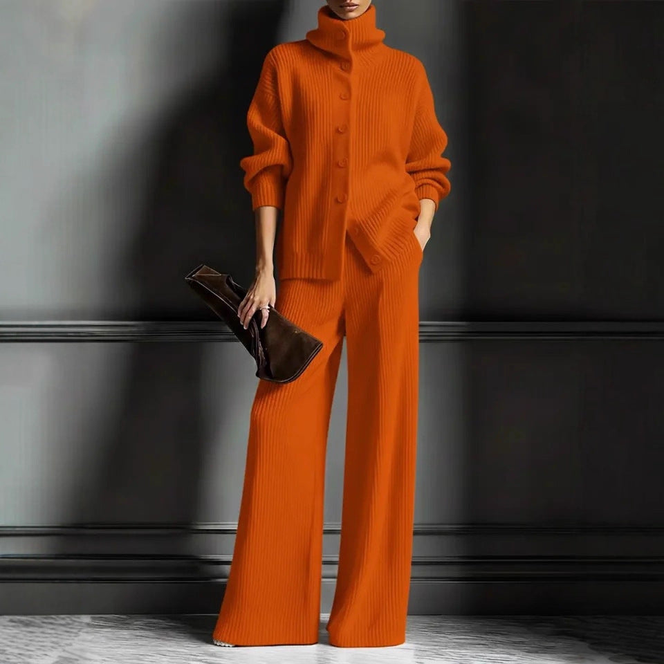 Women's Turtleneck Wide-Leg Suit Set
