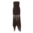 Off-Neck Mesh Stitching Dress
