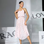 Women's Floral Halter Backless Maxi Dress