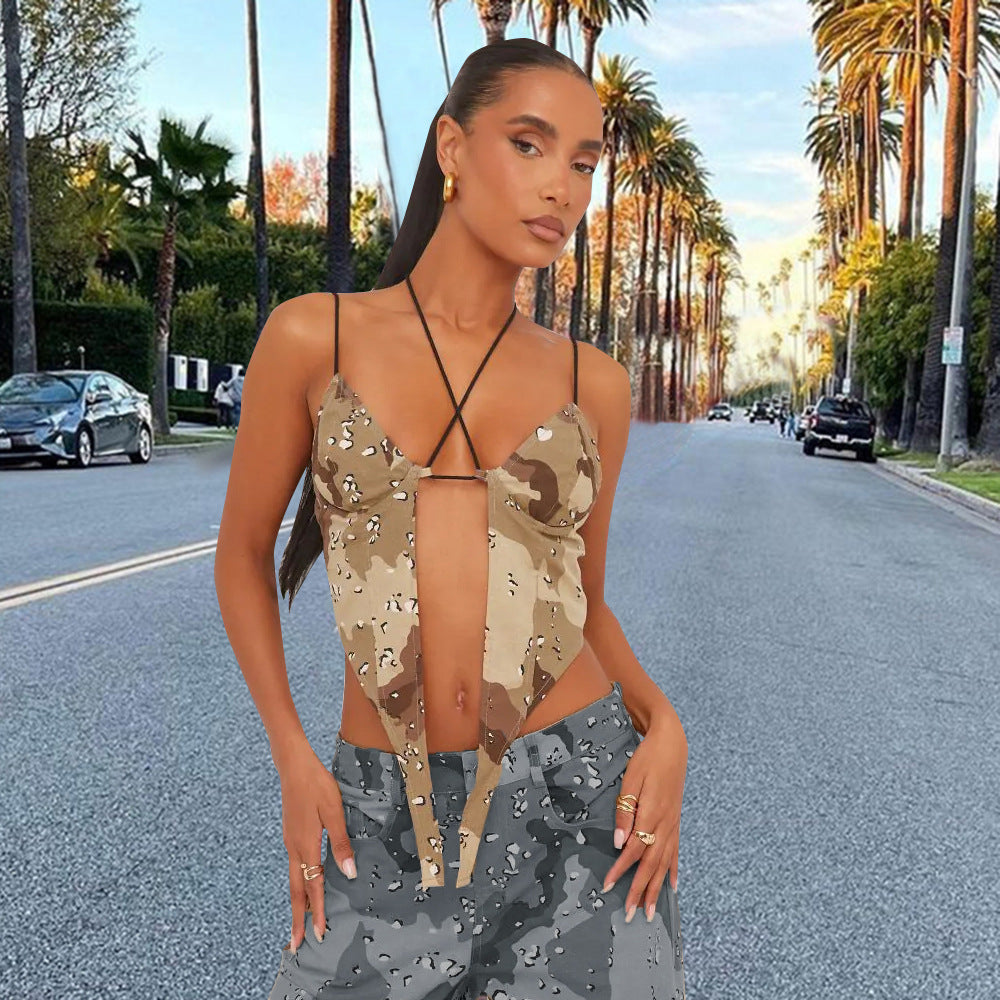 Women's Camouflage Halter Corset Top