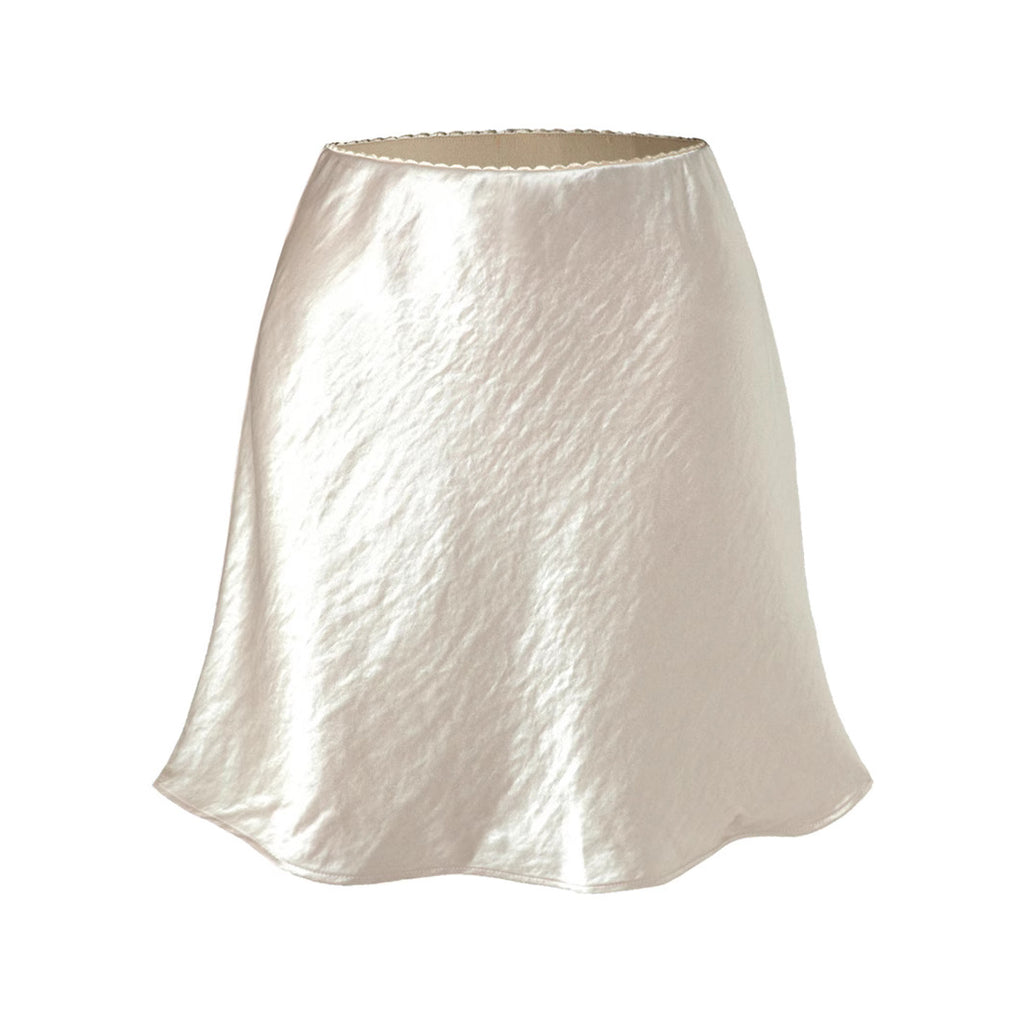 Lace Satin Texture Scratch Elastic Simple Mini Skirt