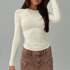 Women's Ruched Slim Fit Long Sleeve Top