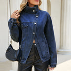 Women's Asymmetric Washed Denim Jacket