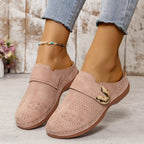 Hollow Out Cutout out Baotou Platform Slippers Women Summer Metal Buckle Wedge Casual Sandals