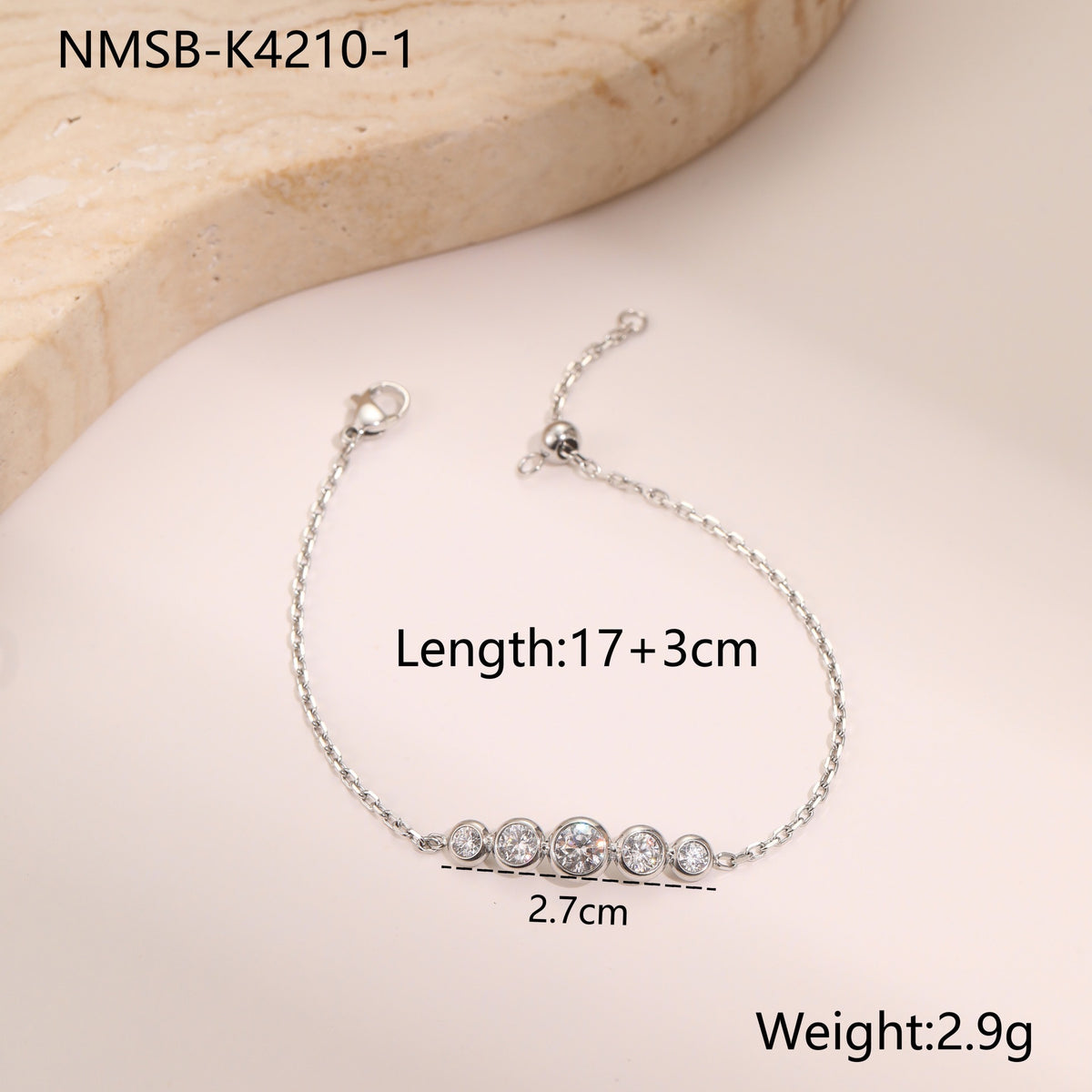 Steel Five Diamond Bracelet
