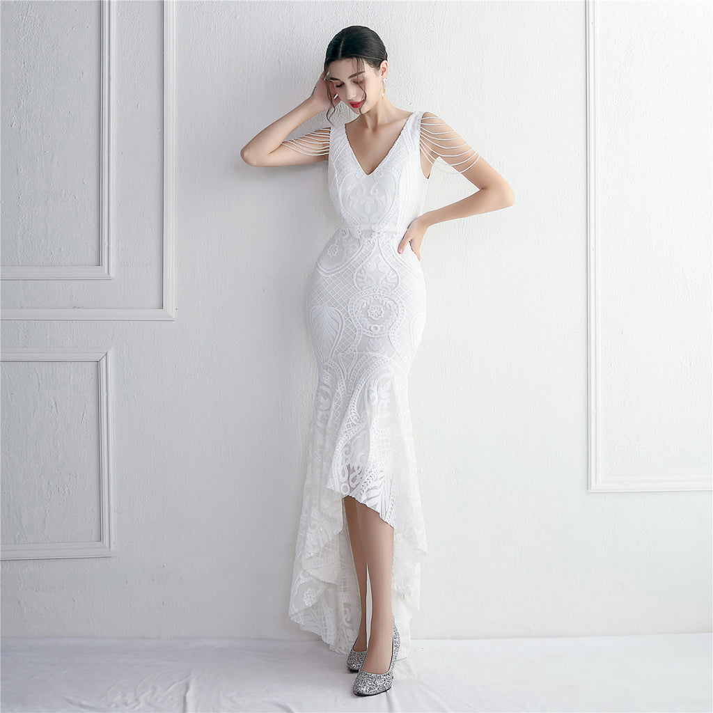 Women's Large Swing Dress Beaded Elegant Long Fishtail Sequin