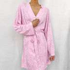 Women's Pink Floral Knitted Nightdress