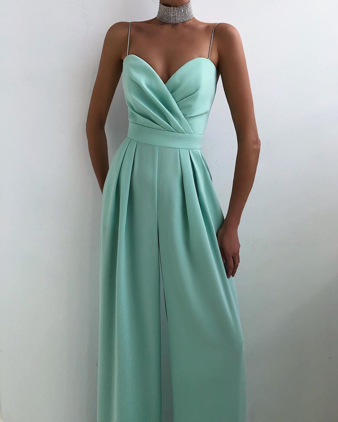 Strappy Waist Straight Mop Floor Minimalist Jumpsuit Spring Summer