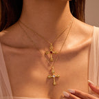 Women's Rose Cross Stainless Steel Necklace