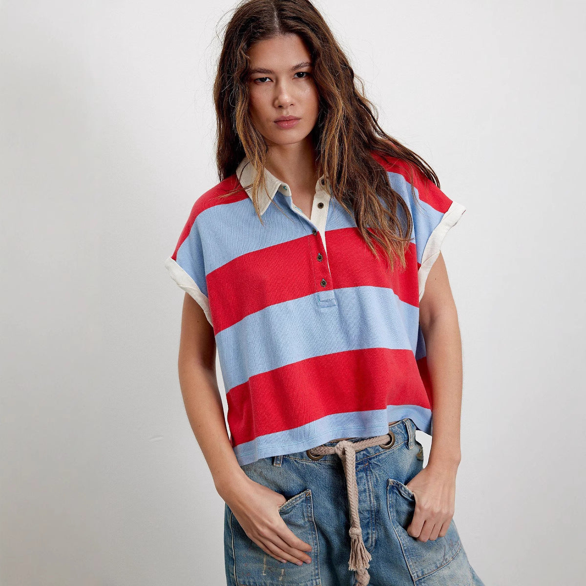 Women's Clothing Personal Casual Striped Women Short Sleeve Loose T Shirt