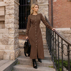 Women's Maillard Retro Solid Color Corduroy Maxi Dress