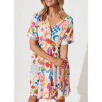Women's Printed Single-Breasted Dress