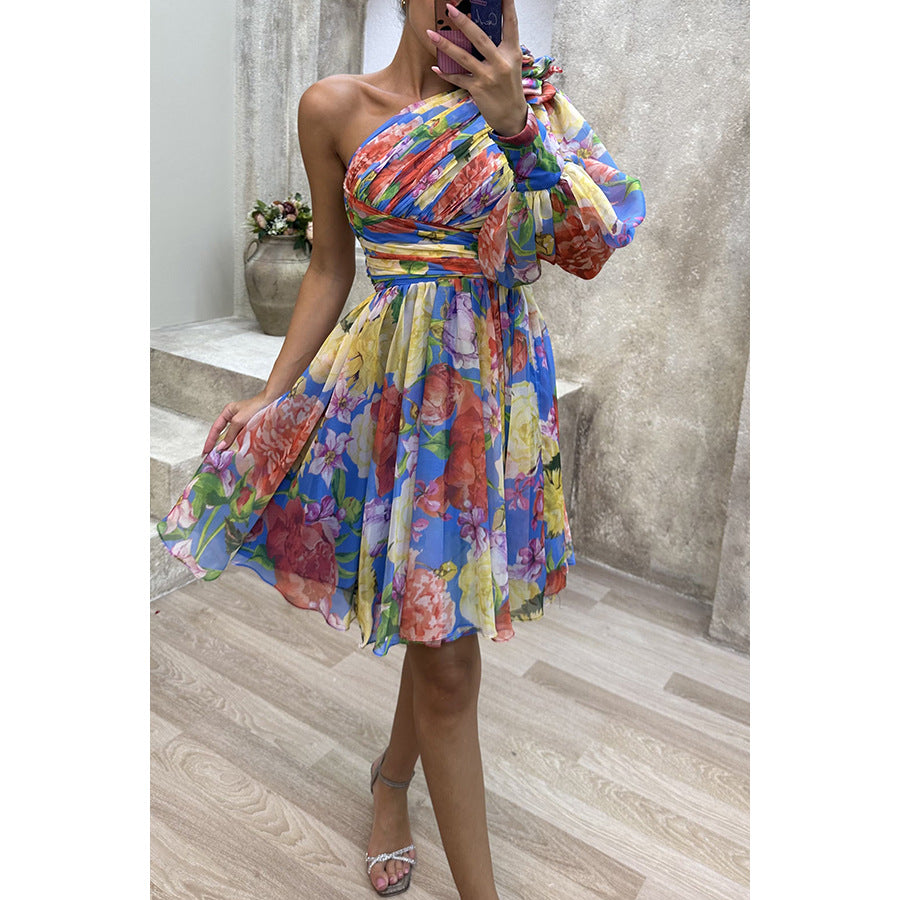 Women's Floral One-Shoulder Dress
