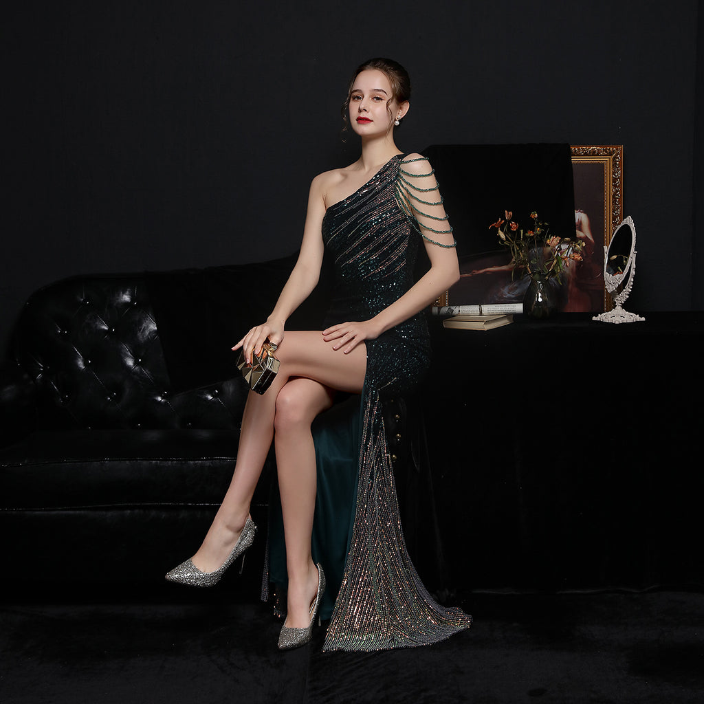 Women's Colorful Sequin Party Evening Dress Long Slim Fit Bridal