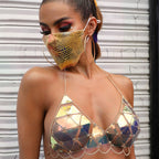 Women’s Metallic Chain Halter Festival Crop Top
