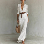 Autumn Elegant Graceful Solid Color Irregular Asymmetric Pleated Dress with Belt