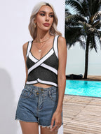 Women's Twist-Knit Halter Top – Sleeveless V-Neck