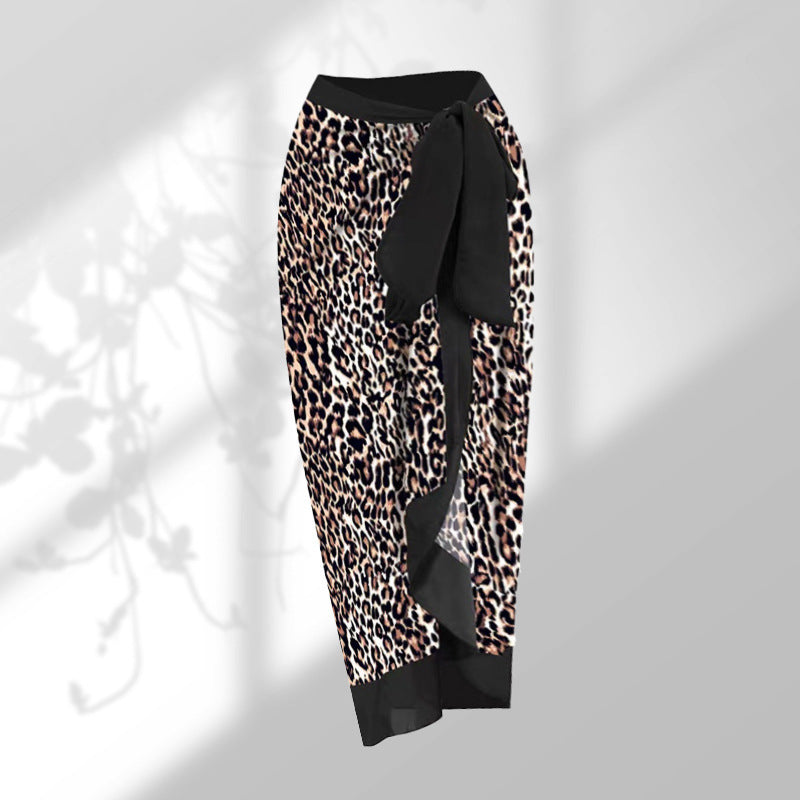 Leopard-Print Gauze Skirt