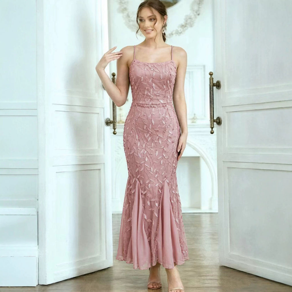 Women's Prom Evening Dress Chiffon Stitching Sequ Dress