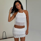 Women's Cutout Ruffles Wrapped Chest Backless Top