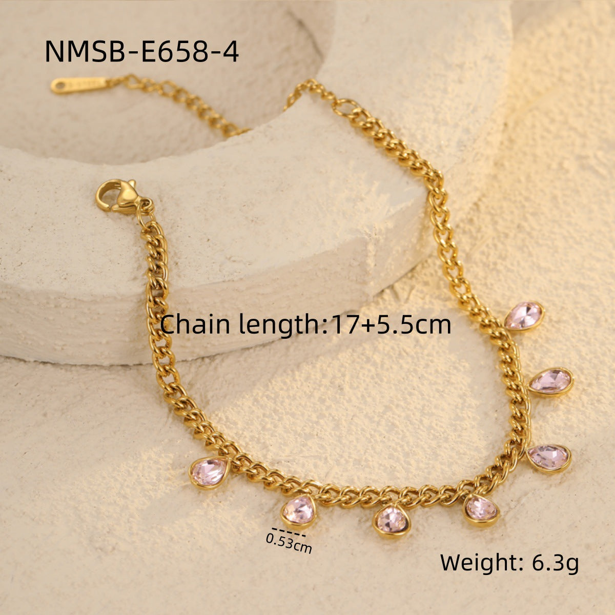 NMSB-E658-4 Water Drop Pink Zircon