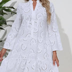 Women's Embroidered Cotton V-Neck Dress