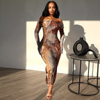 Women's Vintage Print Off-Shoulder Dress