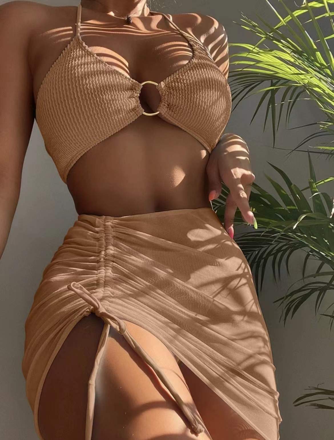 Slim Solid One-piece Swimwear