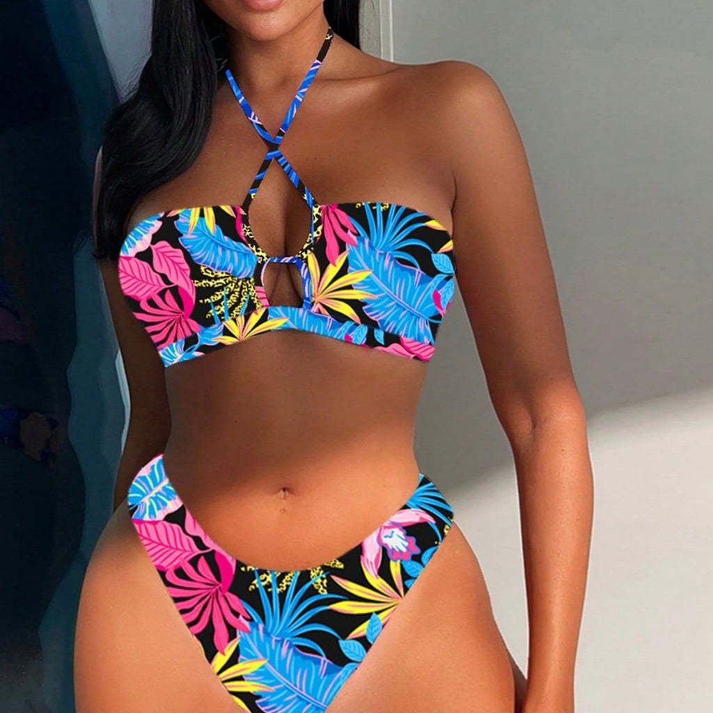 Printed Tube One-piece Swimwear