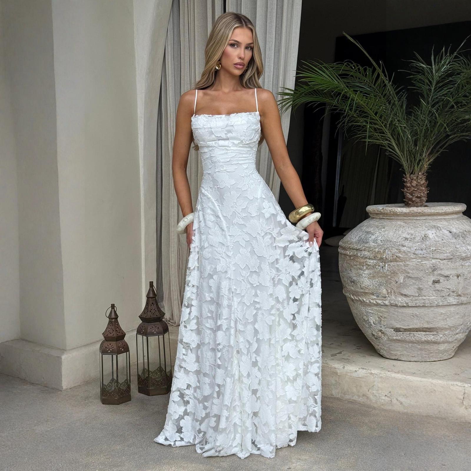 Women's Summer Women Clothing Sexy Strap Chiffon Elegant Backless Evening Dress