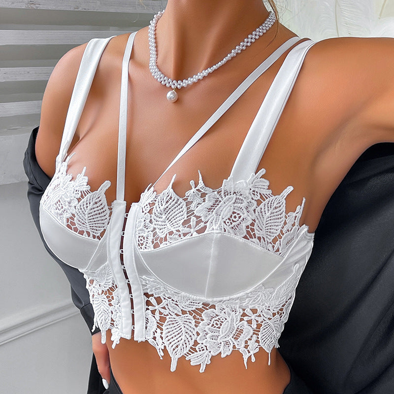 's Camisole Lace Mesh See Through Double Shoulder Strap Vest