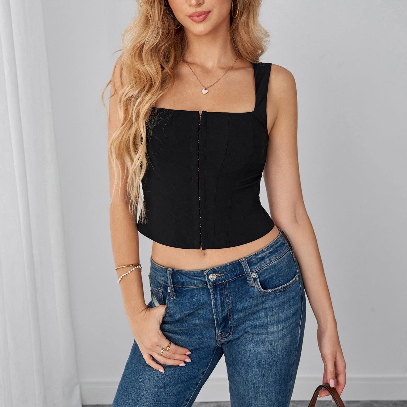 Summer Elegant Tencel Bamboo Joint Camisole Sexy Square
