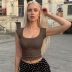 Women's Fashionable Slim Fit Short Top Crop Top Short Sleeve T shirt
