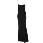 Backless Spaghetti Straps Maxi Dress Solid Color