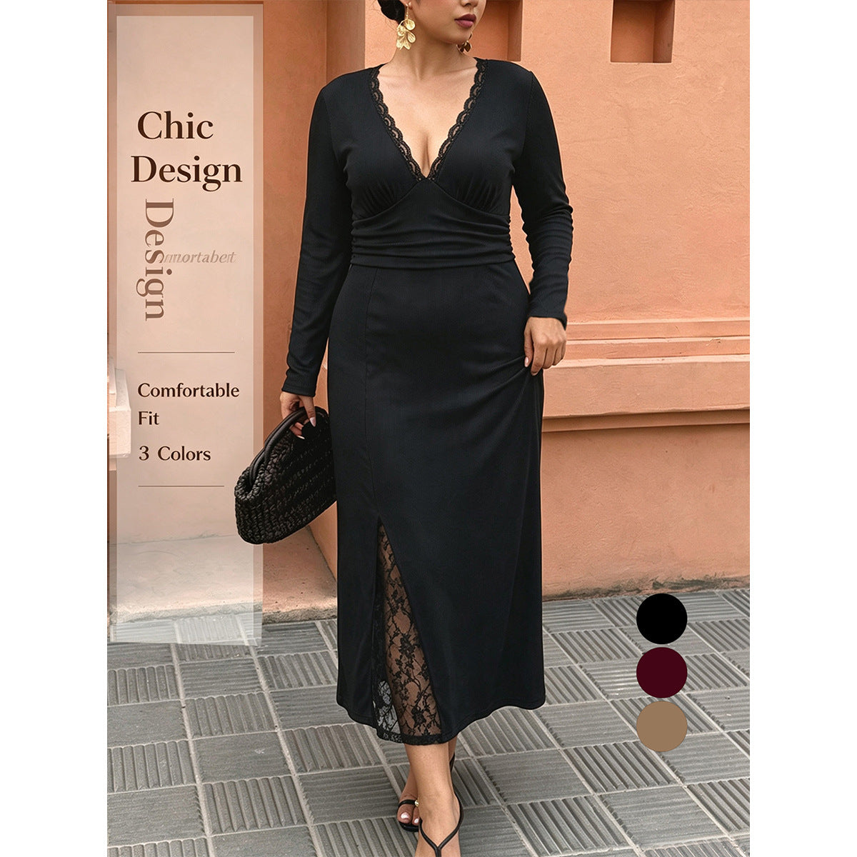 Lace V-Neck Maxi Dress
