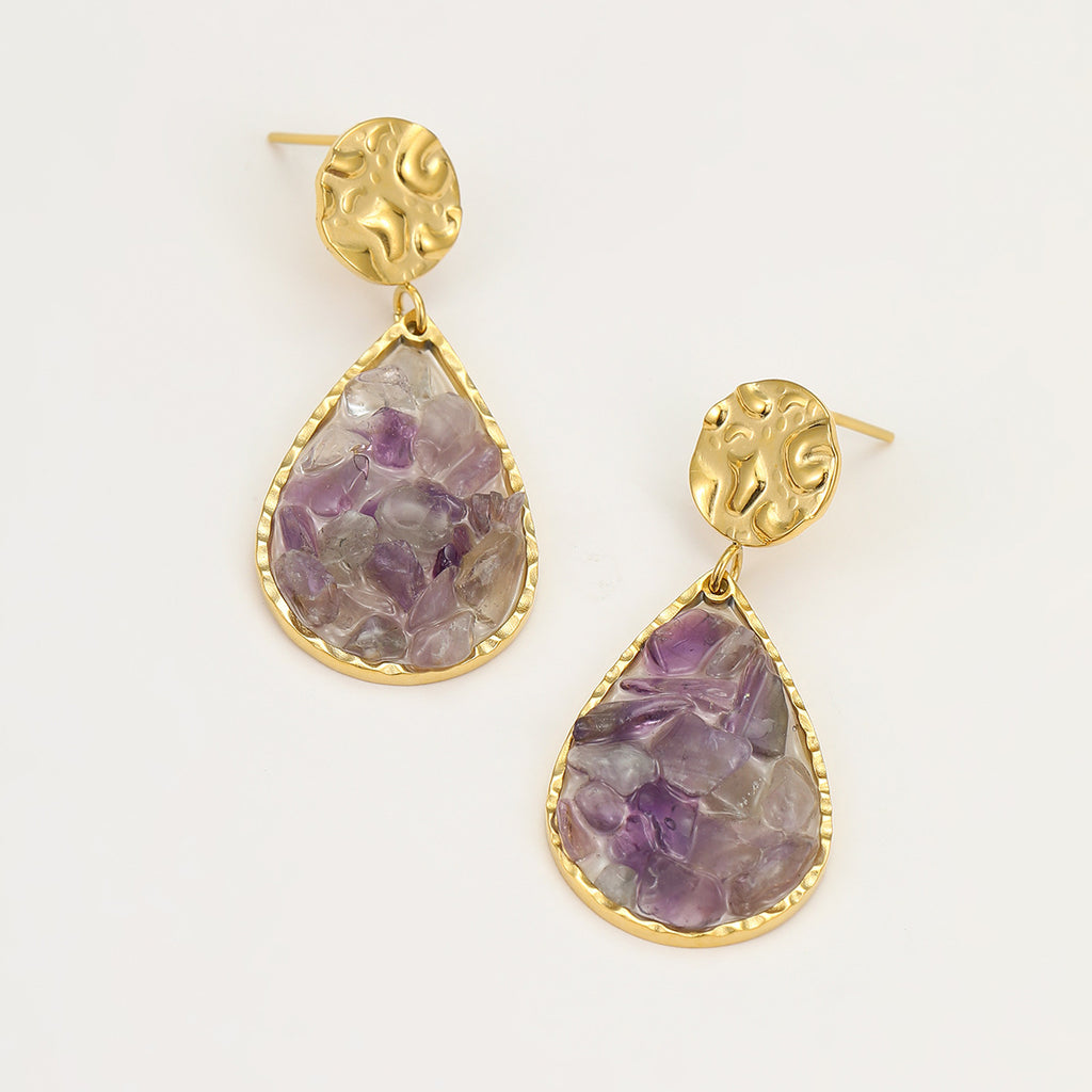 Natural Stone Water Drop Earrings