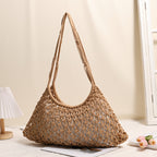 Shoulder Medium Cotton Thread Woven Bag Lazy Wind Hollow Out Cutout