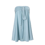 Spring Street Satin Strapless Strap Solid Color Sleeveless Dress
