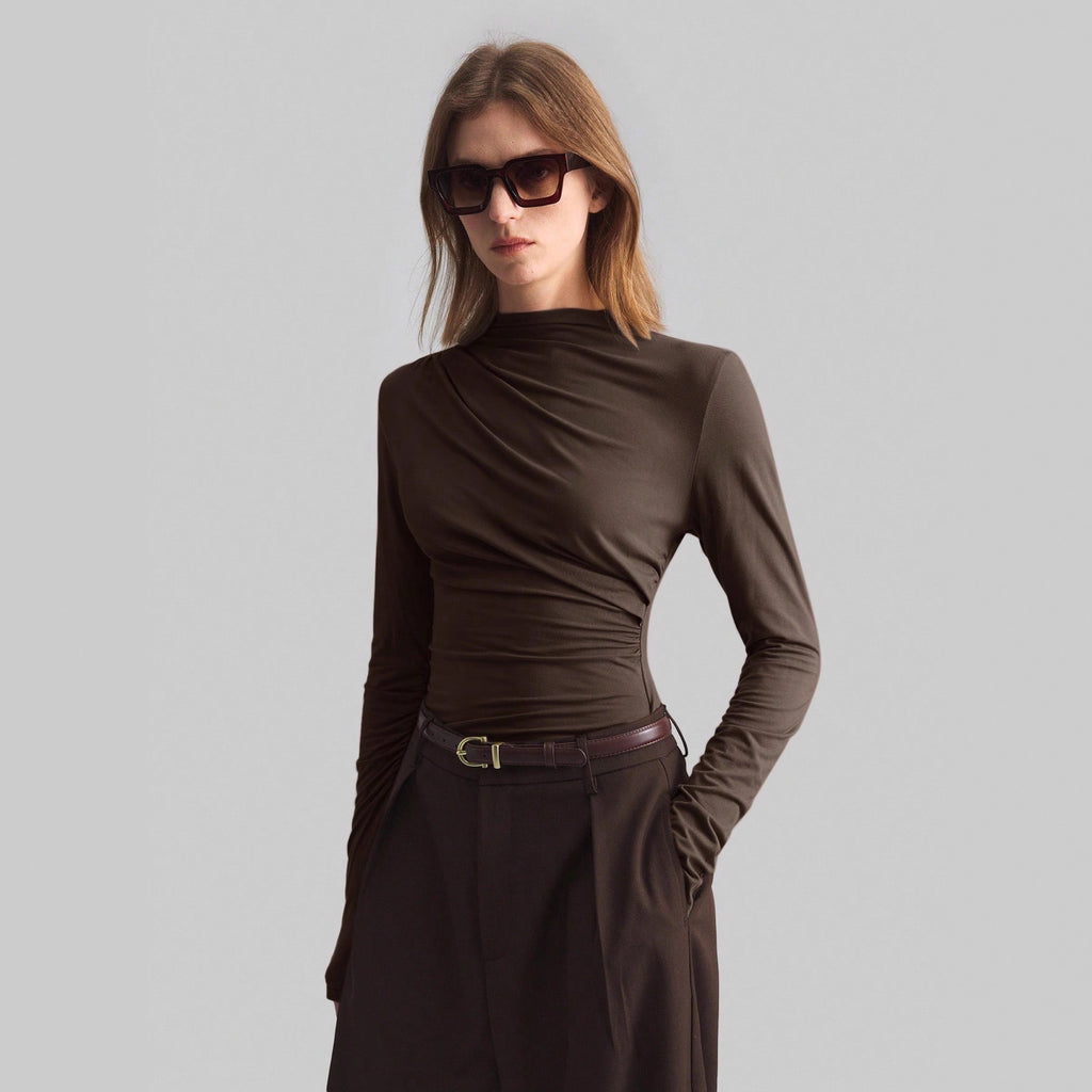 Asymmetric Half-Turtleneck Top